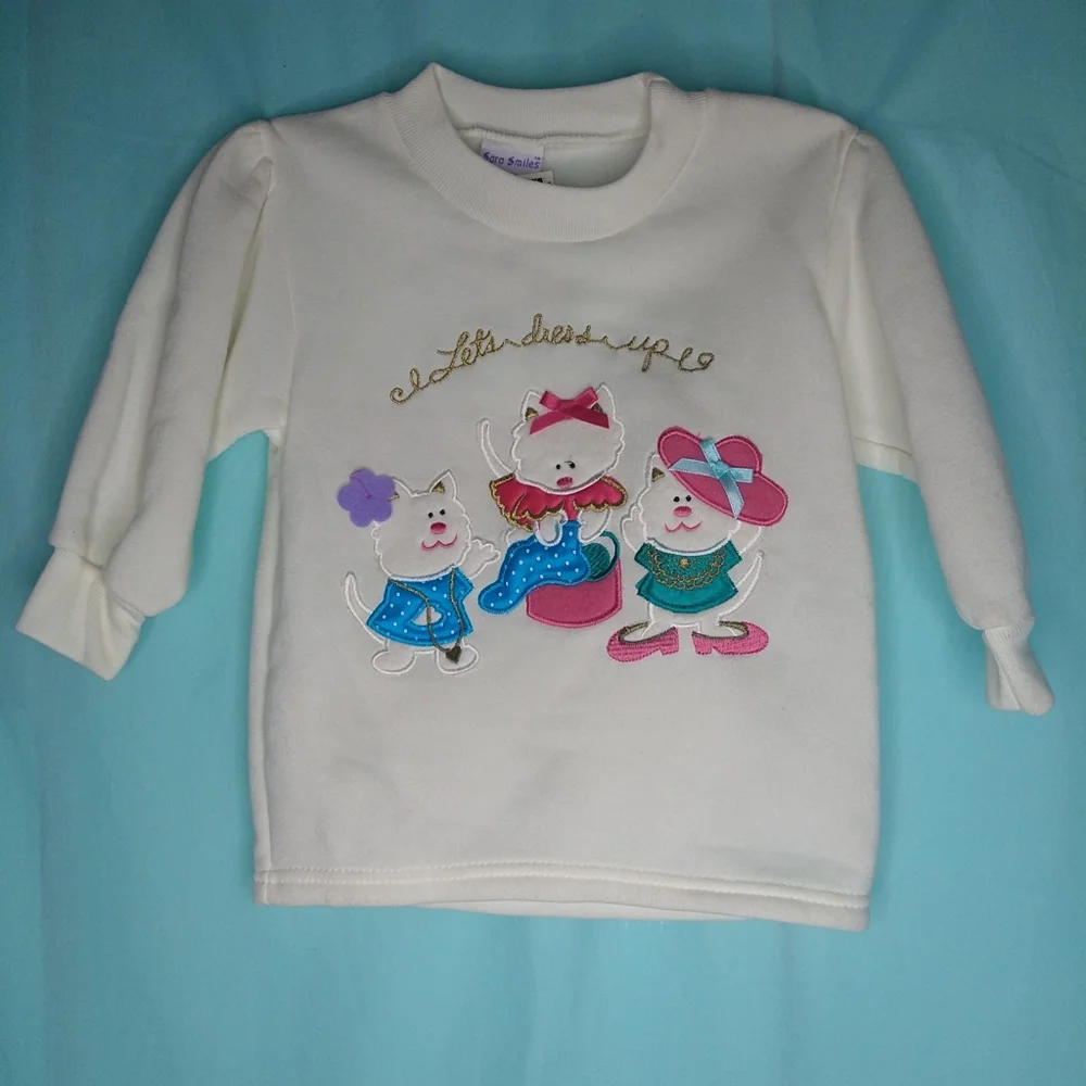 Mervin's Vintage Sara Smiles cat kitten dress up sweatshirt sweatpants set 4T